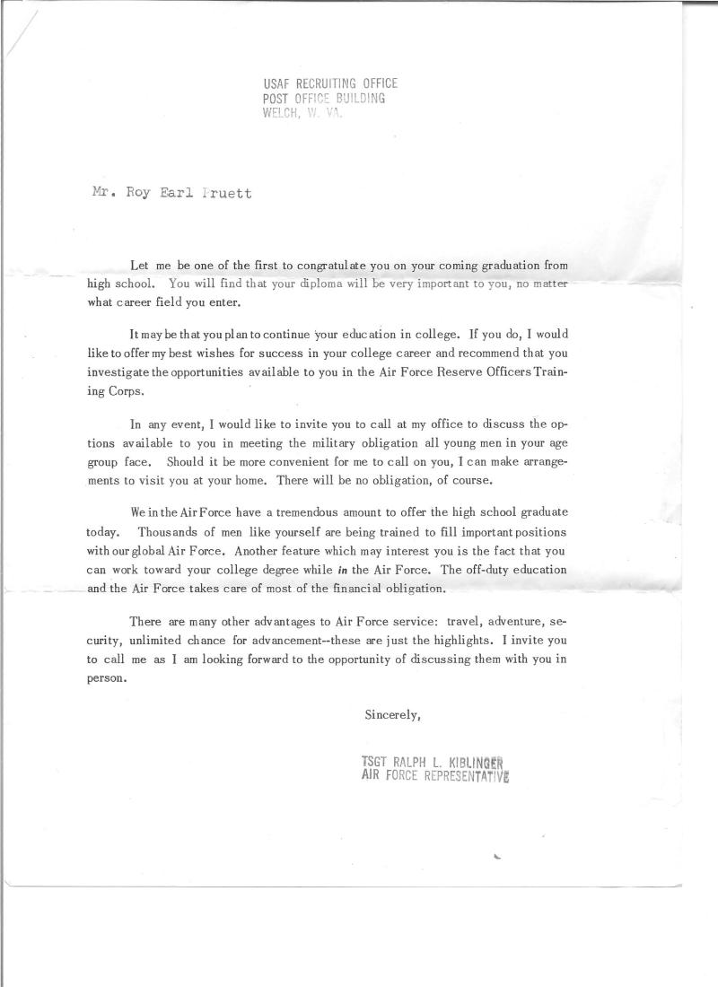 Air Force Documents for Roy Earl Pruett/Pruitt