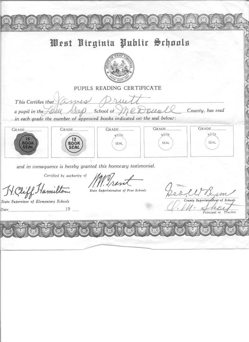 Reading Certificate