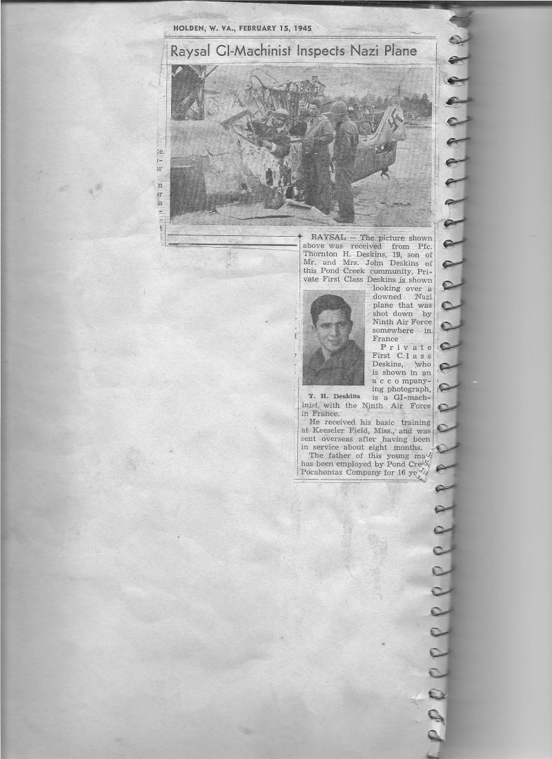 WWII article on Thornton Deskins