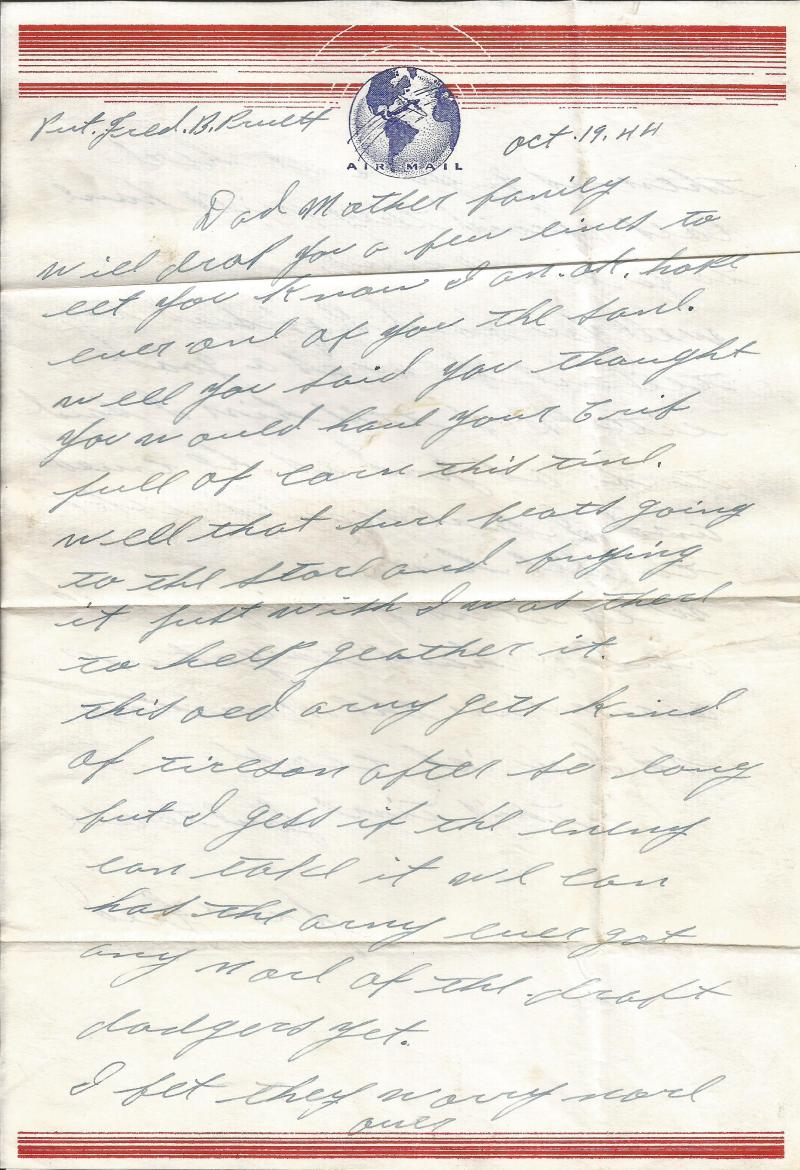 WWII letter dated 10/44 front 