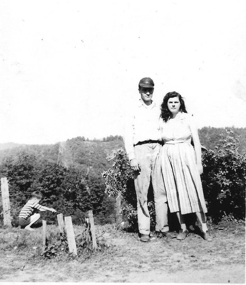 Ed and Violet (Pruett) Hagerman, Frank George playing in backgr