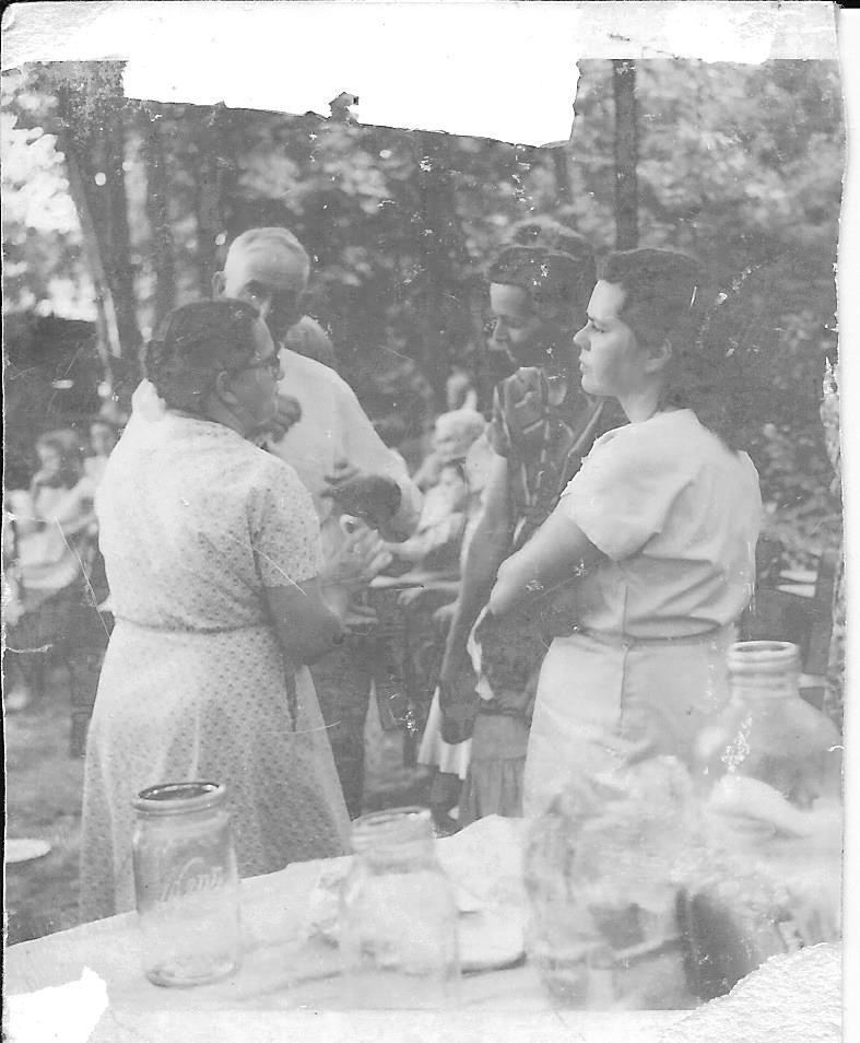 Roy and Sadie Pruett with Eunice Pruett George at church picnic